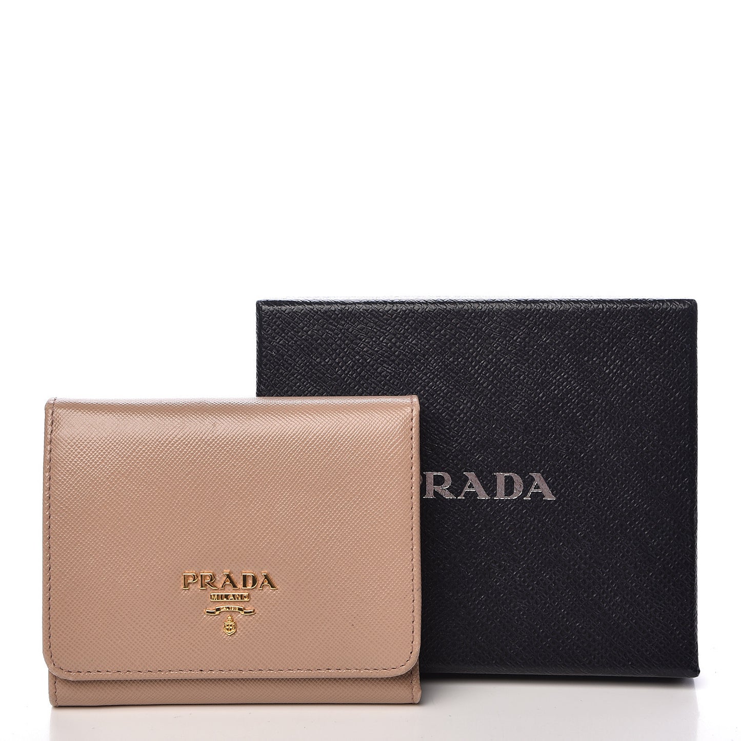 Saffiano Metal Tri-Fold Wallet Cammeo