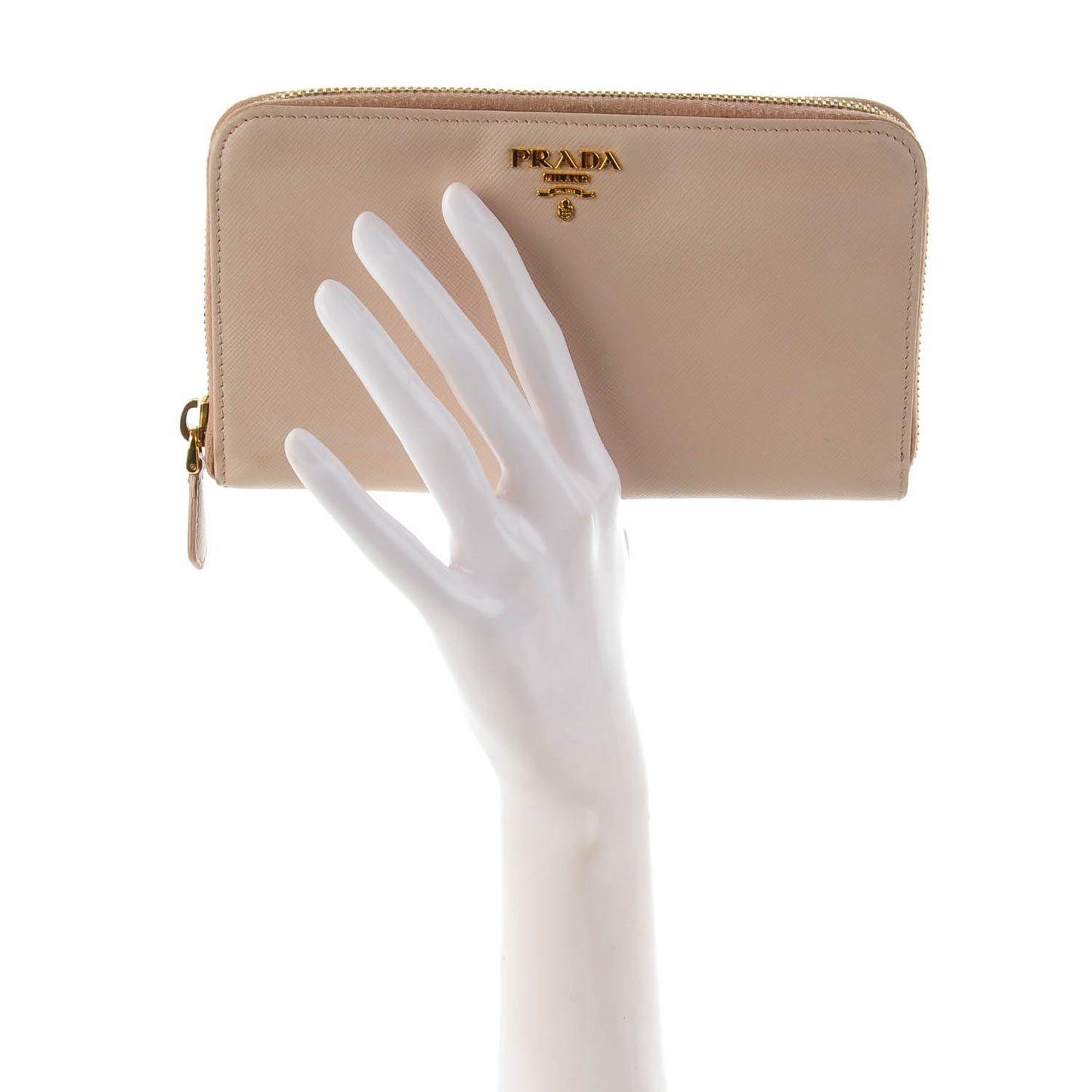 Saffiano Metal Zip Around Wallet Cammeo