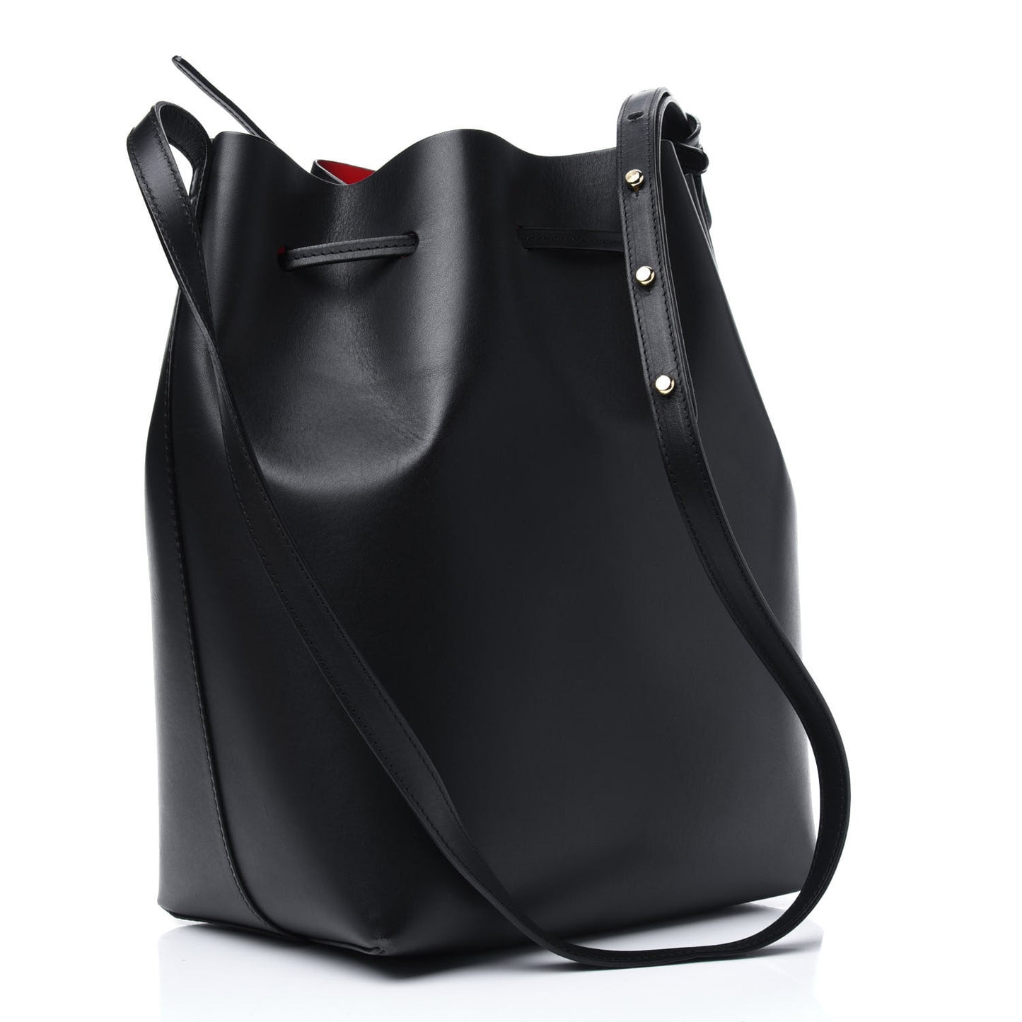 Vegetable Tanned Calfskin Bucket Bag Black Flamma