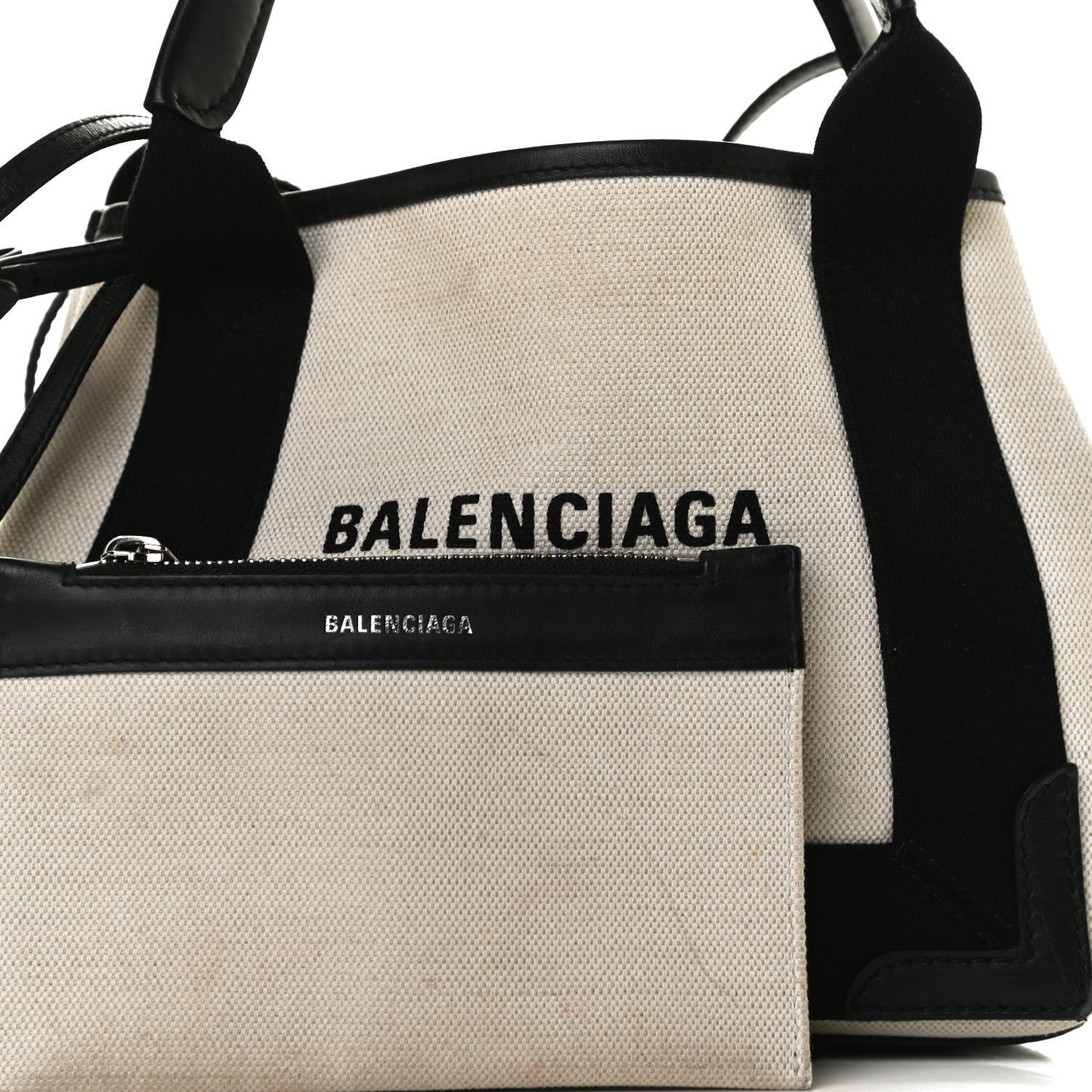 Cotton Canvas Calfskin Navy Cabas XS Natural Black