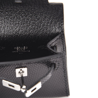 Hermes Lizard Mini Kelly Twilly Bag Charm Black 3 of 4