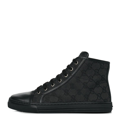 Gucci Monogram High Top Sneakers 37.5 Black 1 of 9