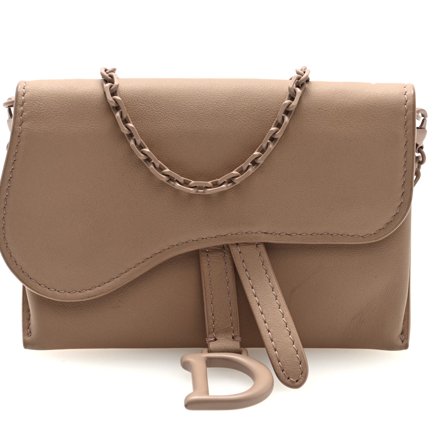 Ultra Matte Calfskin Nano Saddle Chain Pouch Rose Des Vents