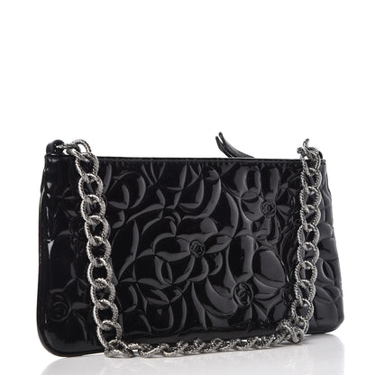 Chanel Patent Camellia Embossed Pochette Black 3 of 8