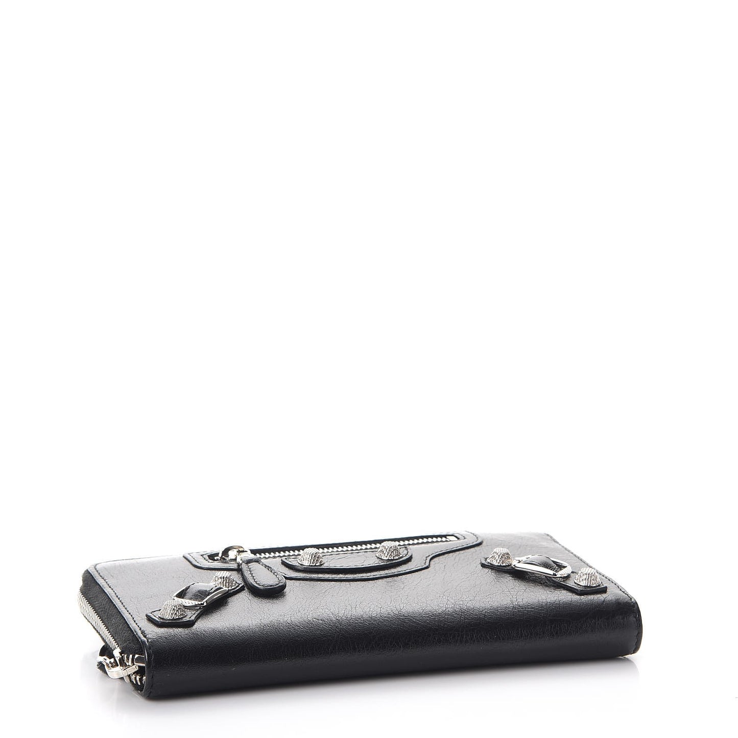Agneau Giant 12 Silver Hardware Continental Zip Around Wallet Black
