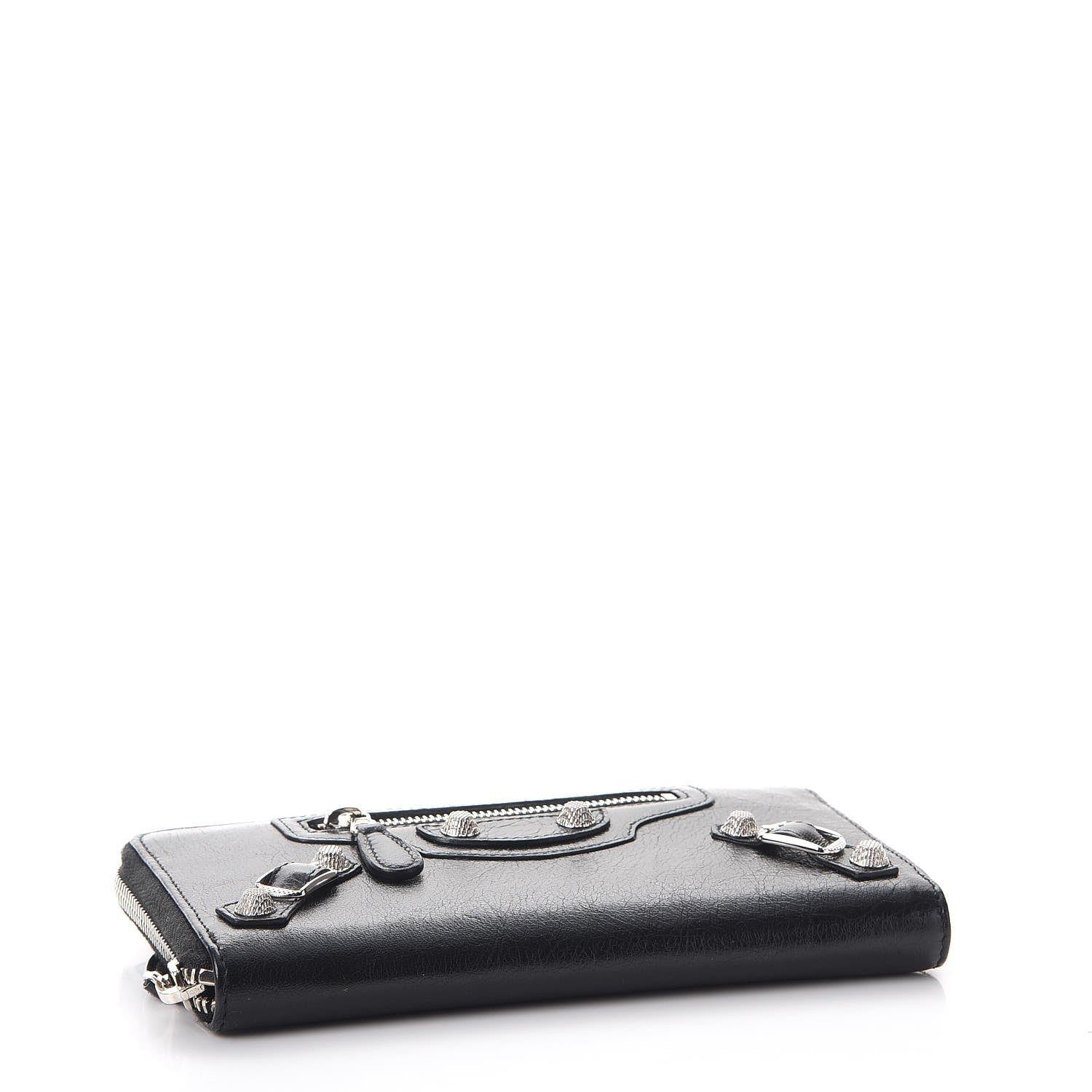Balenciaga Agneau Giant 12 Silver Hardware Continental Zip Around Wallet Black 4 of 11
