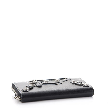 Balenciaga Agneau Giant 12 Silver Hardware Continental Zip Around Wallet Black 4 of 11