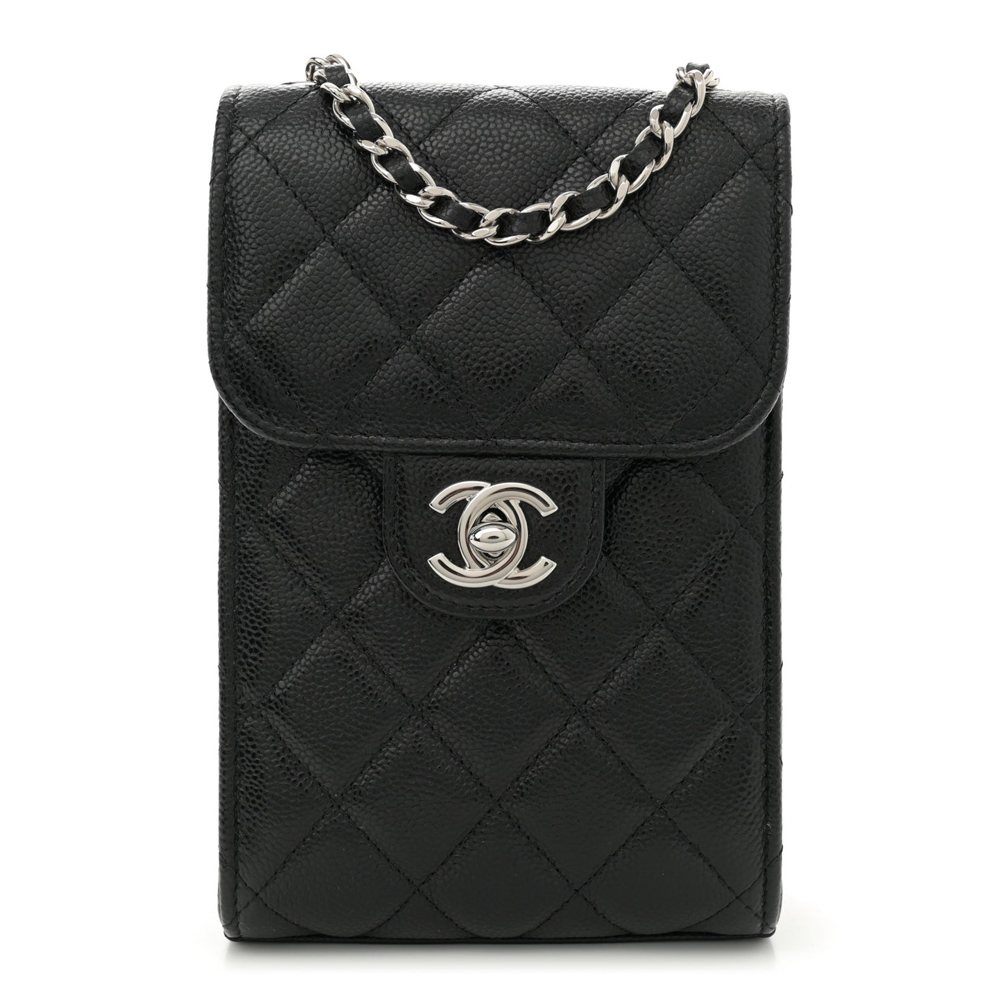 Caviar Quilted Classic Phone Holder Black
