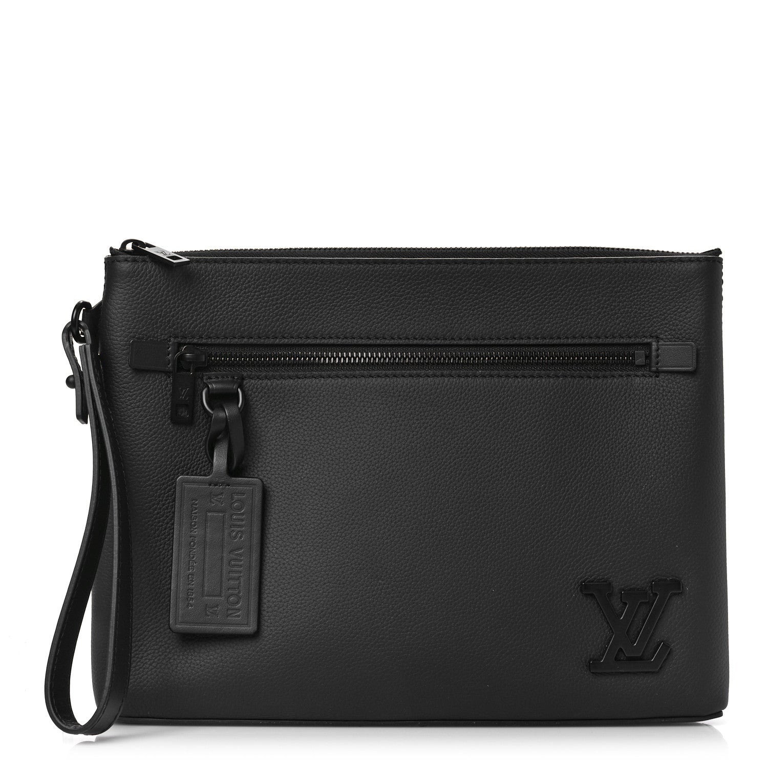 Louis Vuitton Grained Calfskin Aerogram Takeoff Pouch Black 1 of 10