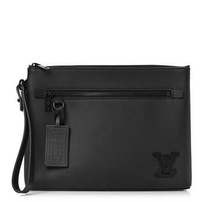 Louis Vuitton Grained Calfskin Aerogram Takeoff Pouch Black 1 of 10