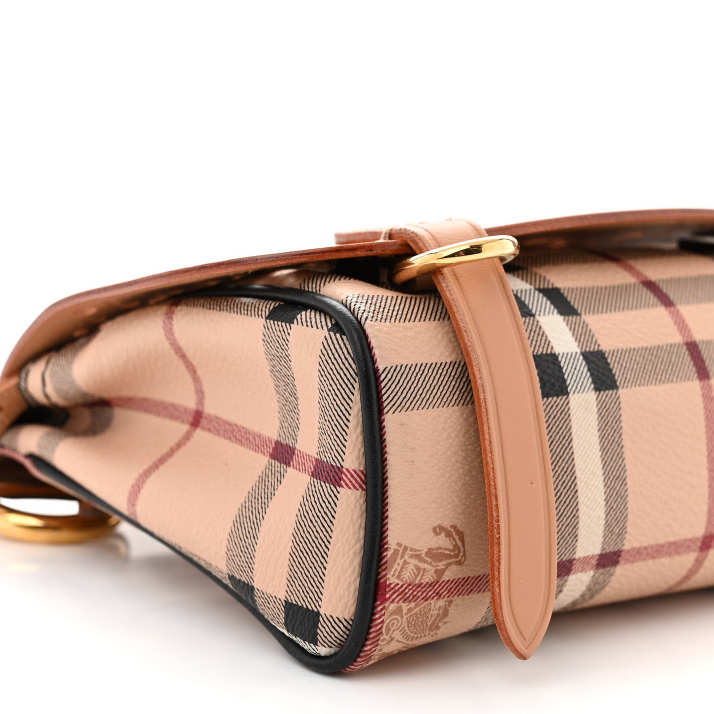 Perforated Calfskin Haymarket Check Baby Bridle Crossbody Pale Clementine