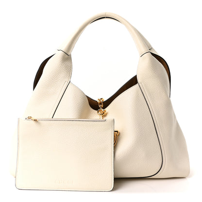 Gucci Grained Calfskin Softbit Maxi Shoulder Bag Dusty White 3 of 11