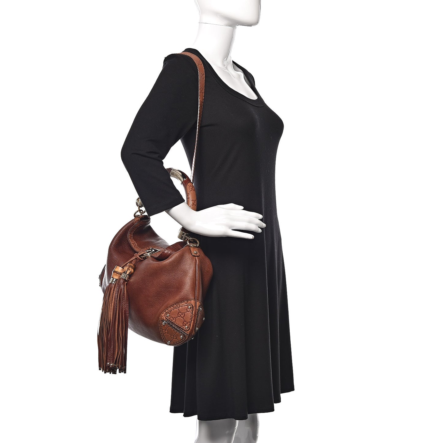 Calfskin Medium Indy Top Handle Bag Brown