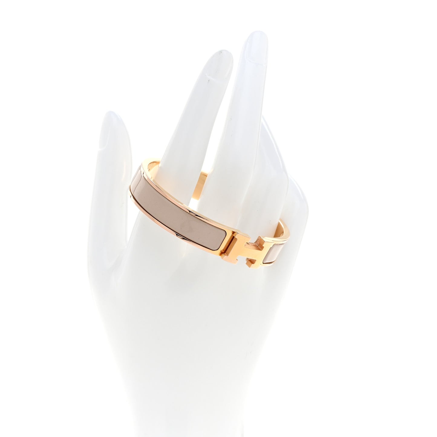 Enamel Narrow Clic Clac H Bracelet PM Marron Glace