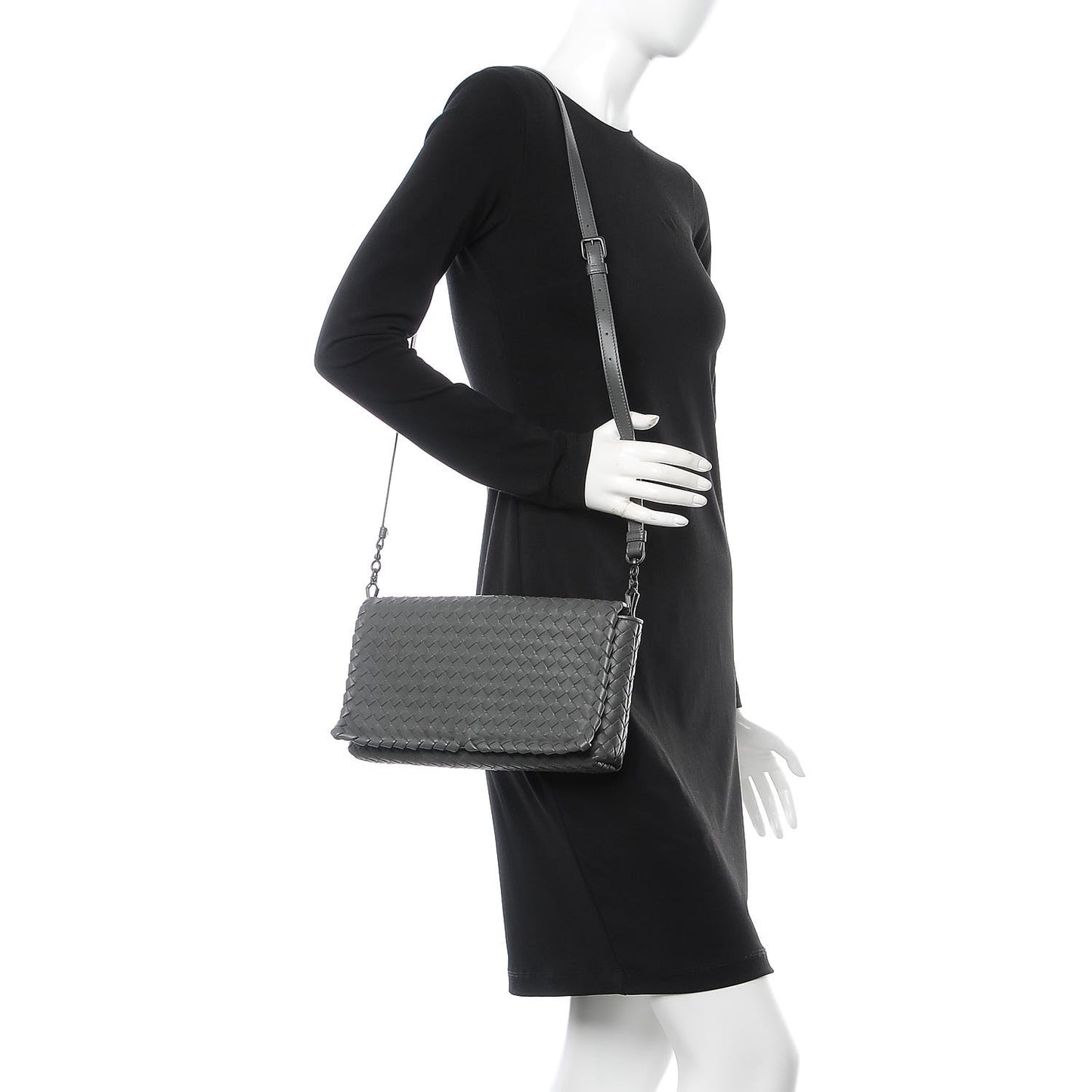 Nappa Intrecciato Dahlia Clutch Crossbody Light Grey