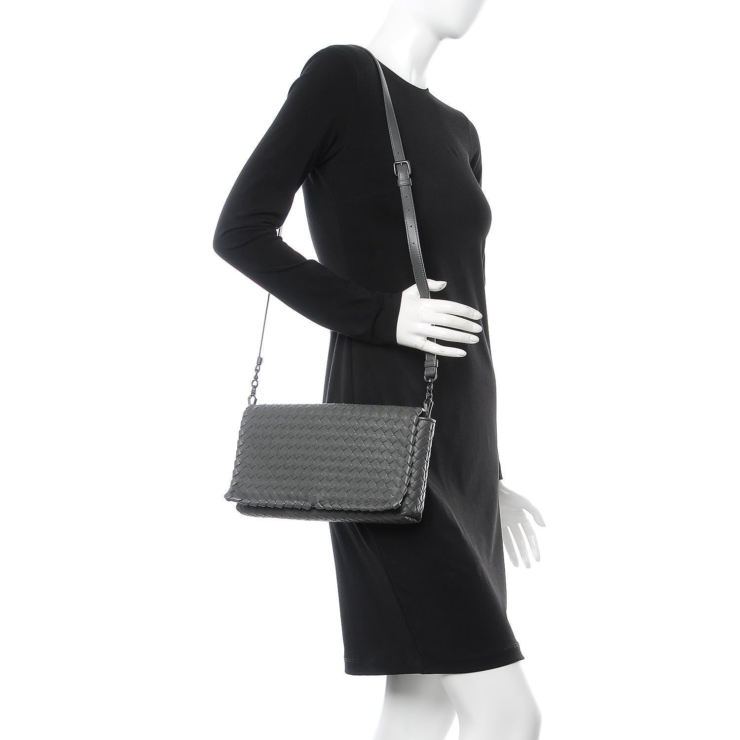 Bottega Veneta Nappa Intrecciato Dahlia Clutch Crossbody Light Grey 2 of 13