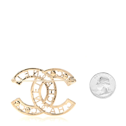 Chanel Crystal Pearl Coco CC Logo Brooch Gold 2 of 4