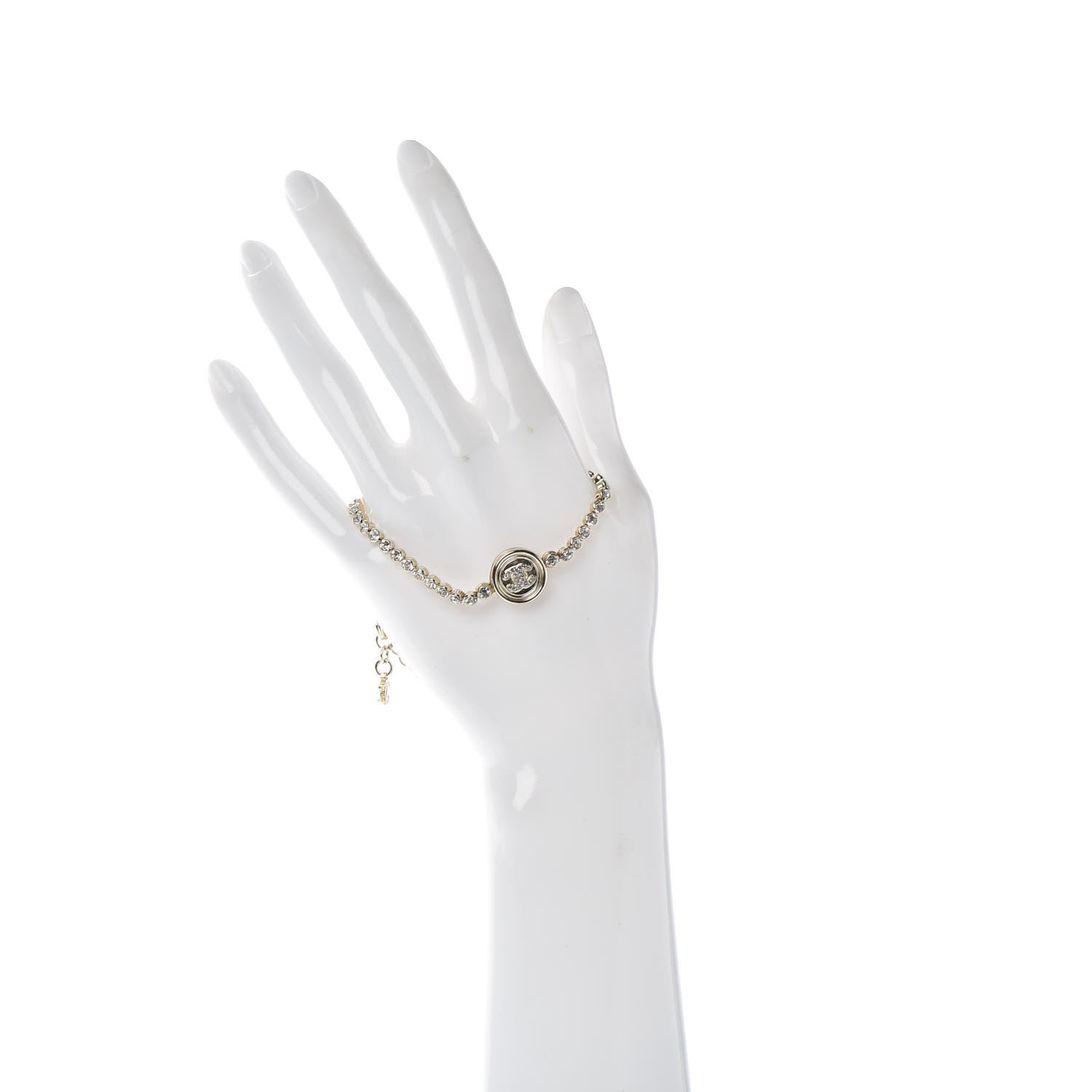 Chanel Crystal CC Chain Bracelet Gold 2 of 4
