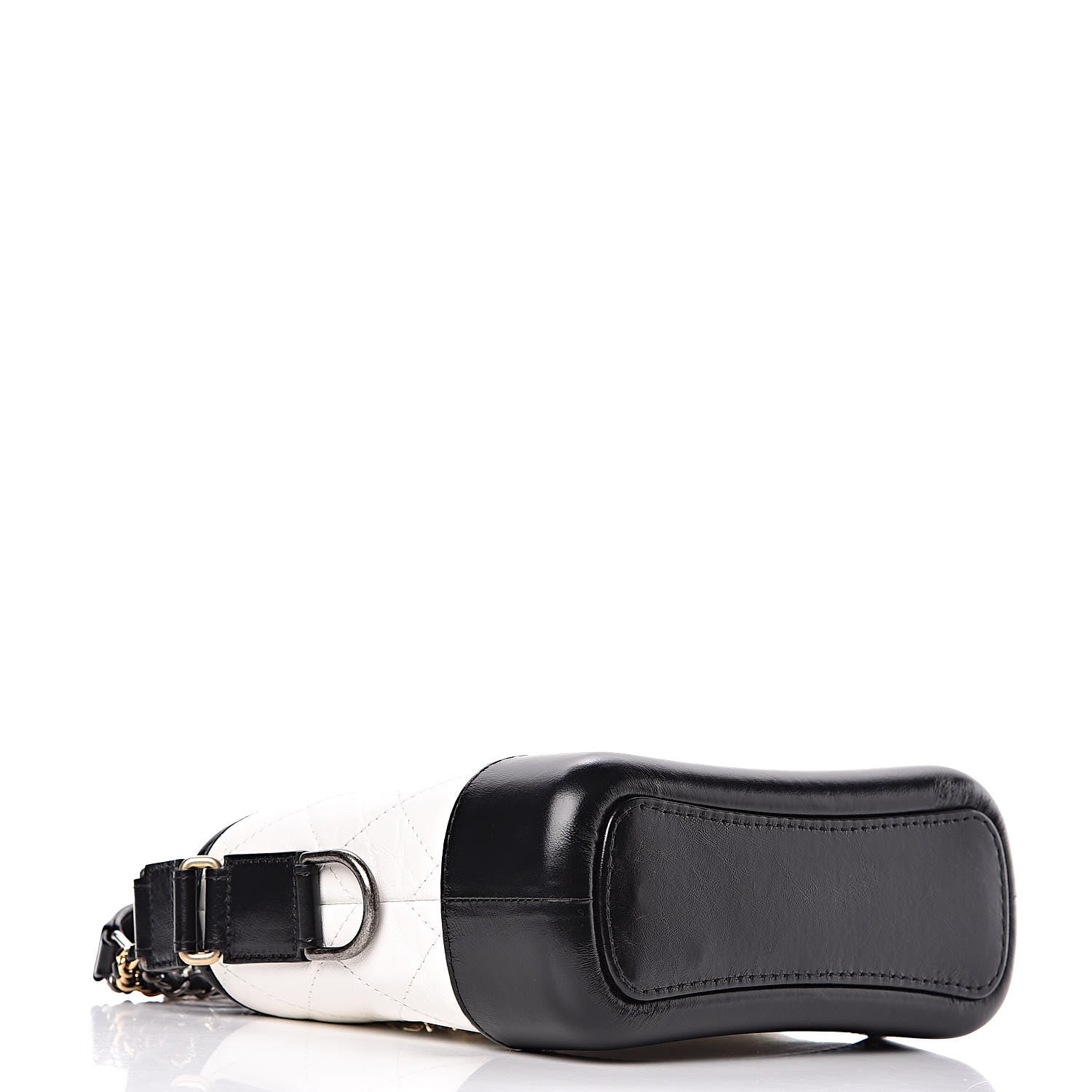 Chanel Aged Calfskin Quilted Small Gabrielle Hobo Black White 4 of 13