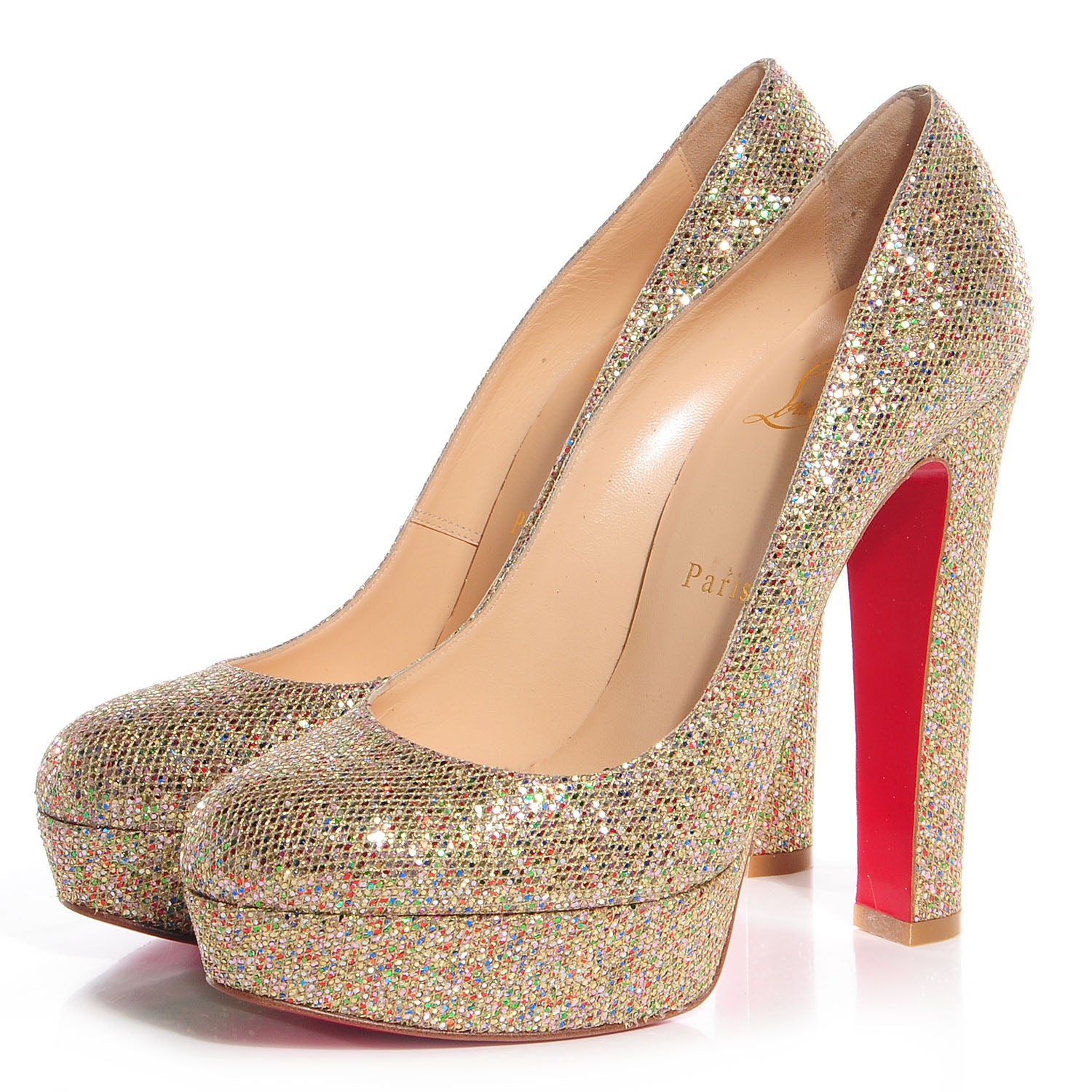 Christian Louboutin Glitter Bibi 140 Pumps 37.5 Gold 4 of 7