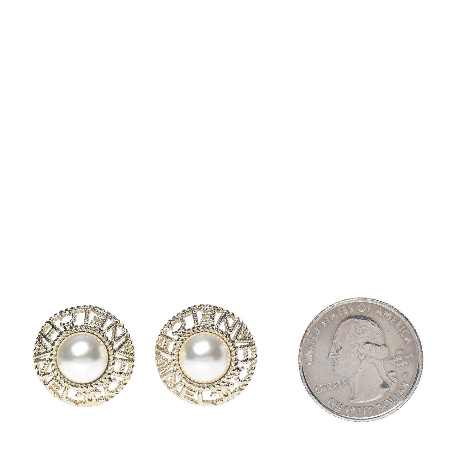 Pearl CC Round Rope Logo Earrings Gold