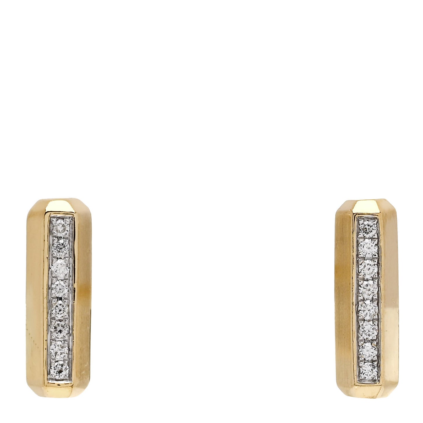 18K Yellow Gold Diamond Lexington Barrel Earrings