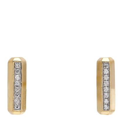 David Yurman 18K Yellow Gold Diamond Lexington Barrel Earrings 1 of 4
