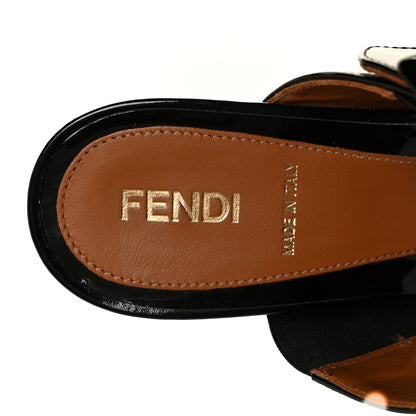 Fendi Zucca Vernice Zeppa Wedge Sandals 37 Tobacco Black 7 of 8