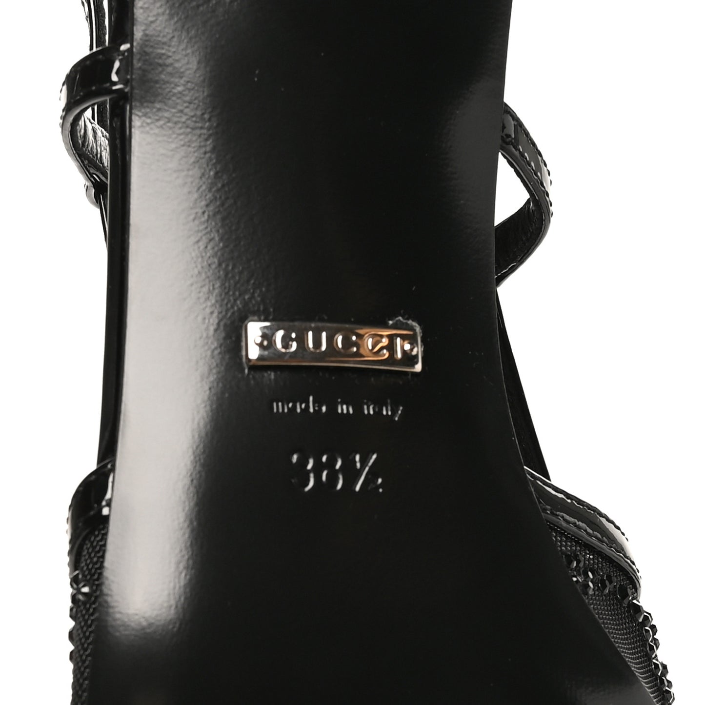 Tela Retino Kid Scamosciato Crystal GG Monogram Square G 35mm Slingback Pumps 38.5 Black