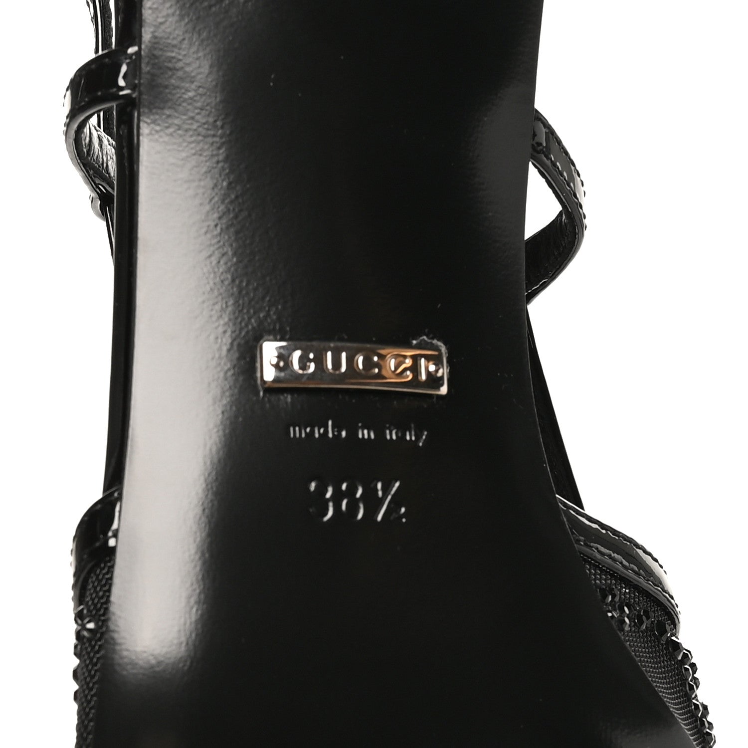 Gucci Tela Retino Kid Scamosciato Crystal GG Monogram Square G 35mm Slingback Pumps 38.5 Black 7 of 8