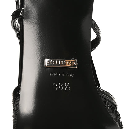Gucci Tela Retino Kid Scamosciato Crystal GG Monogram Square G 35mm Slingback Pumps 38.5 Black 7 of 8