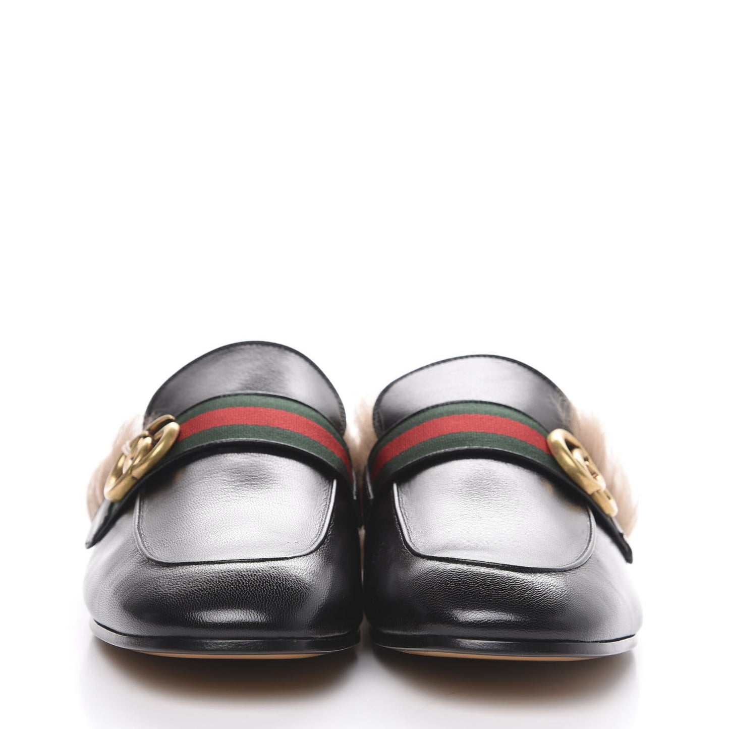Goatskin Fur Web GG Mens Princetown Slippers 9.5 Black