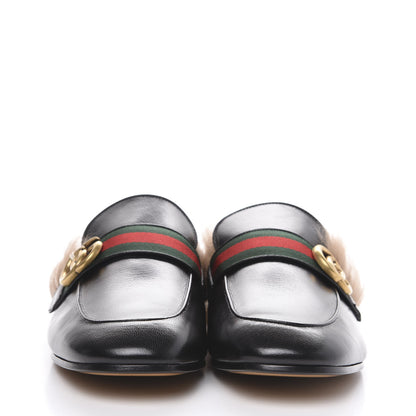 Gucci Goatskin Fur Web GG Mens Princetown Slippers 9.5 Black 2 of 8