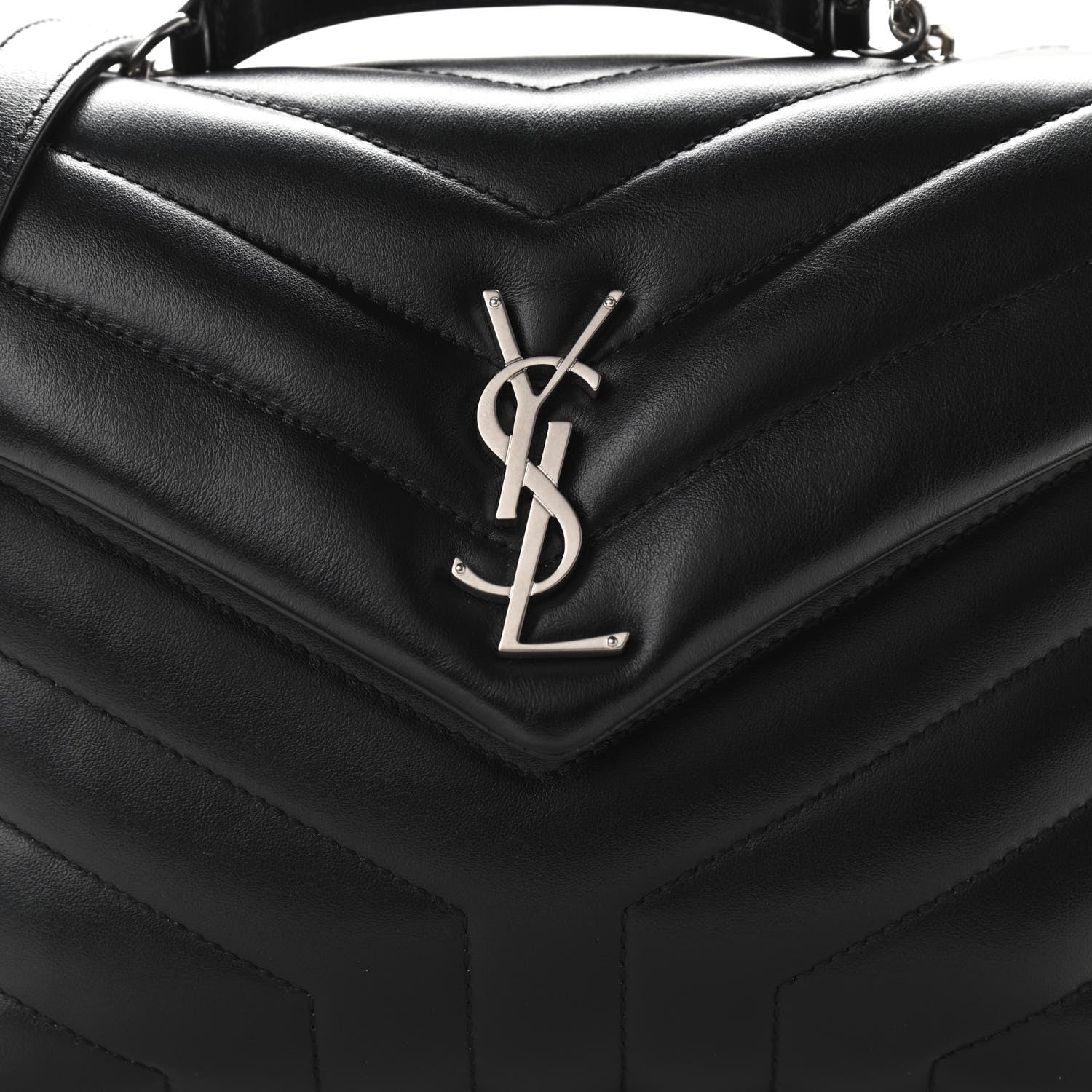 Saint Laurent Calfskin Y Quilted Monogram Small Loulou Chain Satchel Black 9 of 11