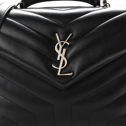 Saint Laurent Calfskin Y Quilted Monogram Small Loulou Chain Satchel Black 9 of 11