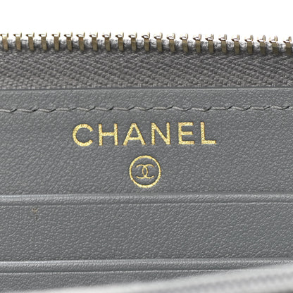 Chanel Caviar Quilted Small Gusset Zip Around Wallet Grey 7 of 8