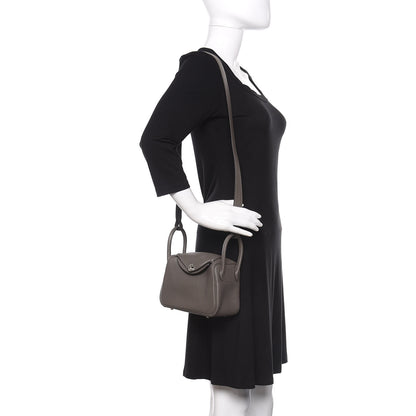 Hermes Taurillon Clemence Mini Lindy 20 Etain 2 of 11