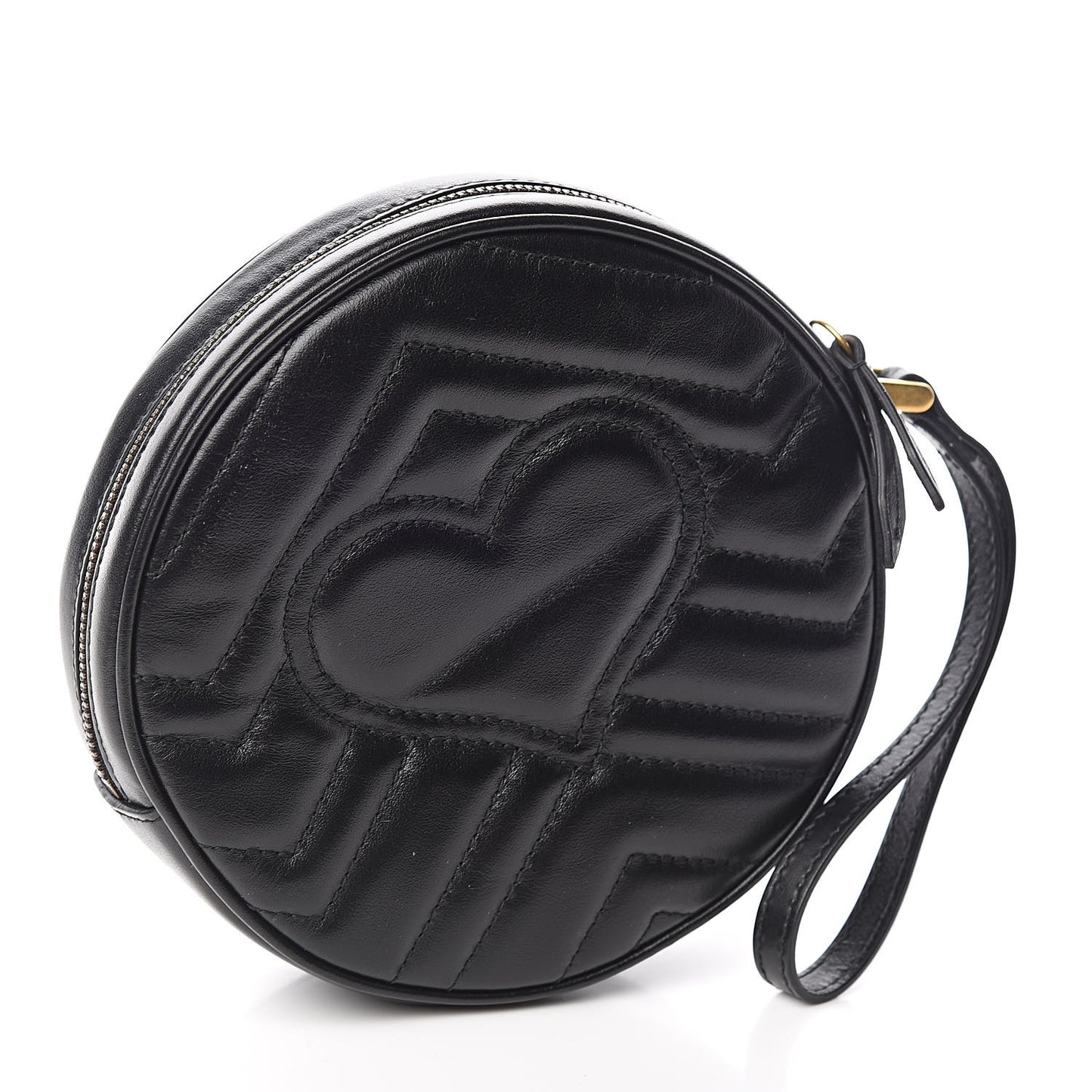 Calfskin Matelasse GG Marmont Round Wrist Wallet Black