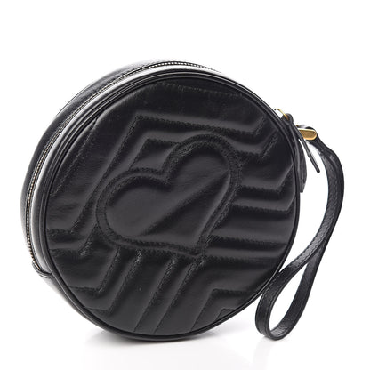 Gucci Calfskin Matelasse GG Marmont Round Wrist Wallet Black 3 of 9