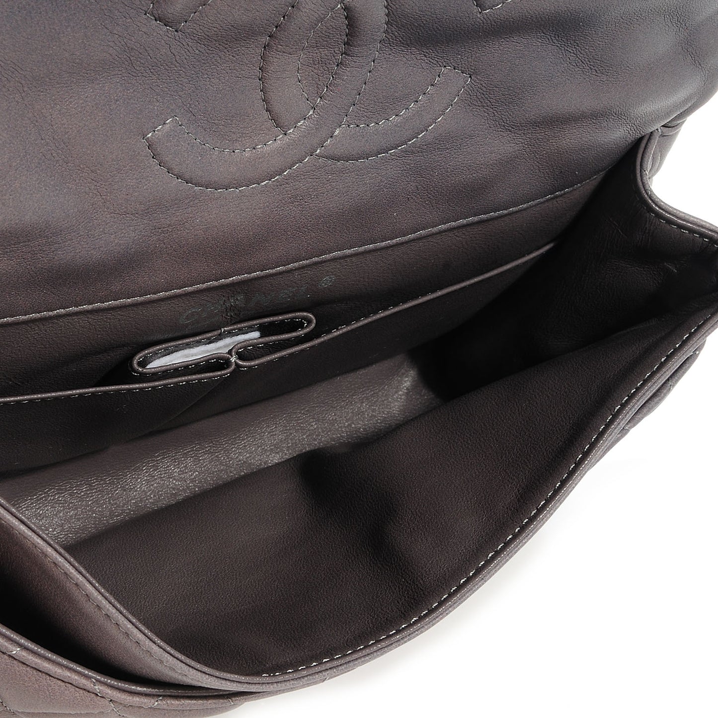 Lambskin Medium Double Flap w Bijoux Chain Grey
