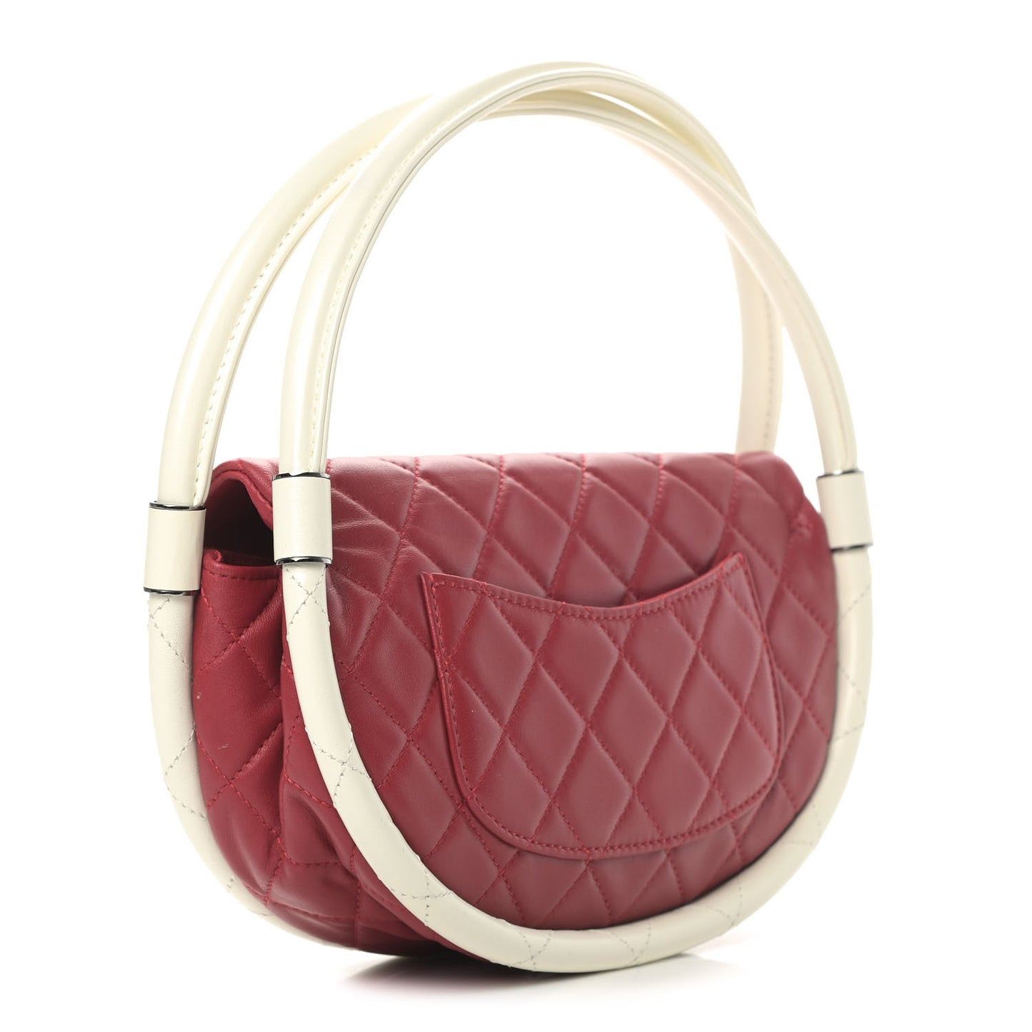 Lambskin Quilted Small Hula Hoop Flap Red