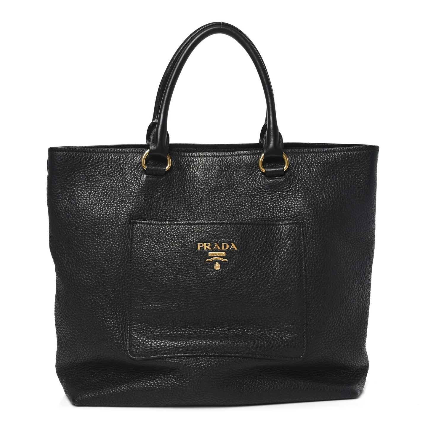 Vitello Daino Pocket Shopping Tote Black