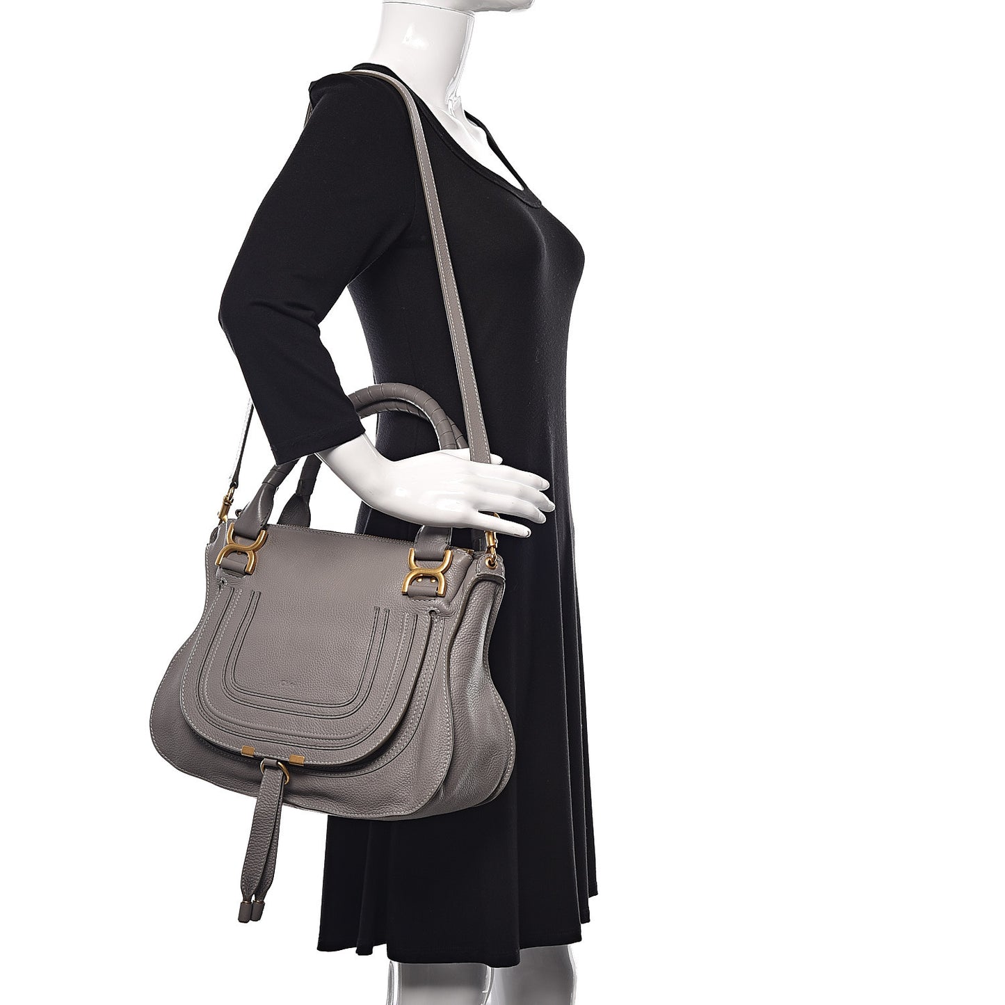 Calfskin Medium Marcie Satchel Cashmere Grey