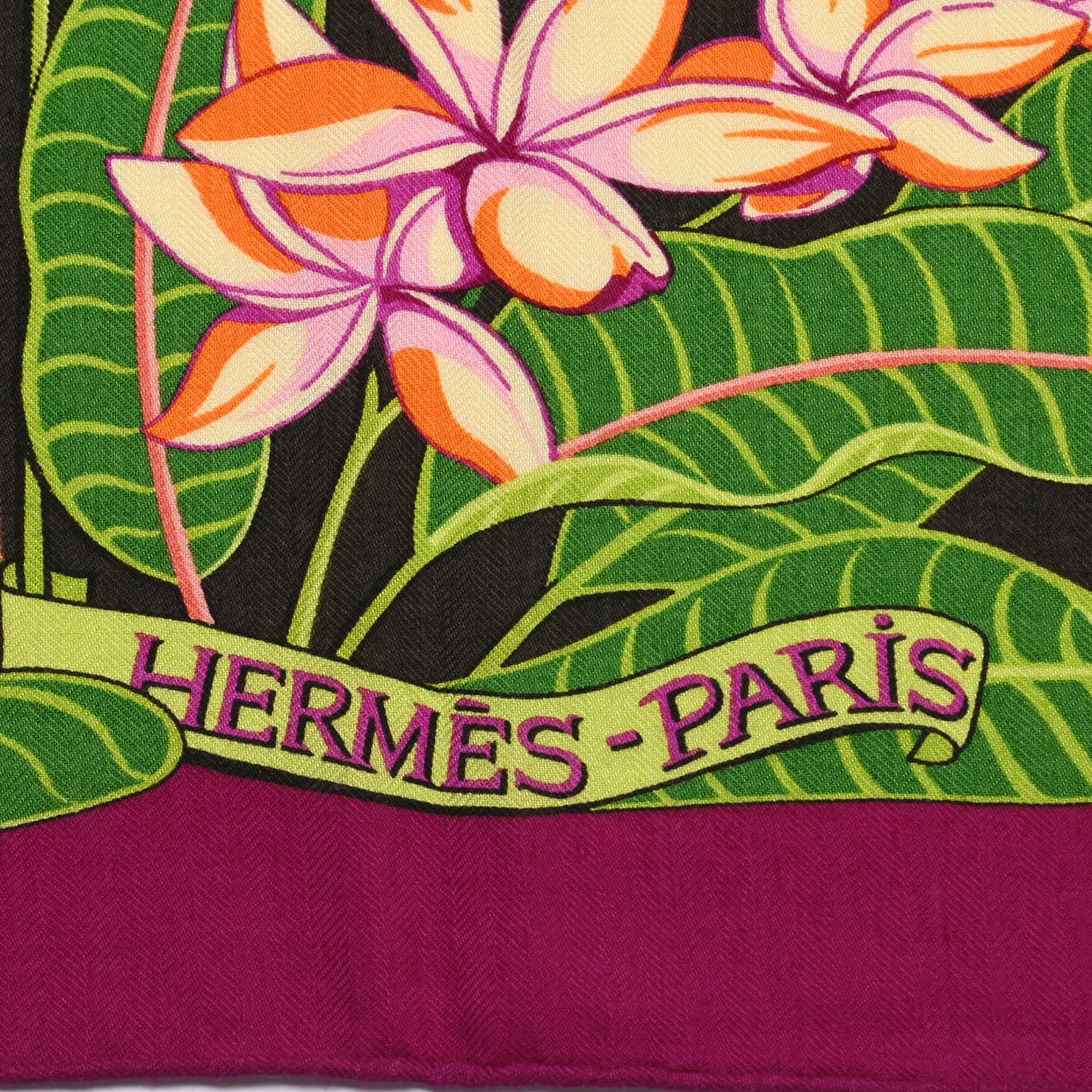 Cashmere Silk Flamingo Party Shawl 140 Bougainvillier Mauve Vert