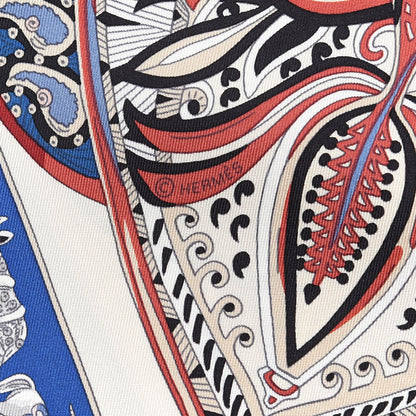 Hermes Silk Le Jardin De La Maharani Scarf 90 Ivory Bleu Bois De Rose 4 of 4