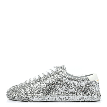 Saint Laurent Calfskin Crystal Glitter Andy Sneakers 39 Silver 2 of 16