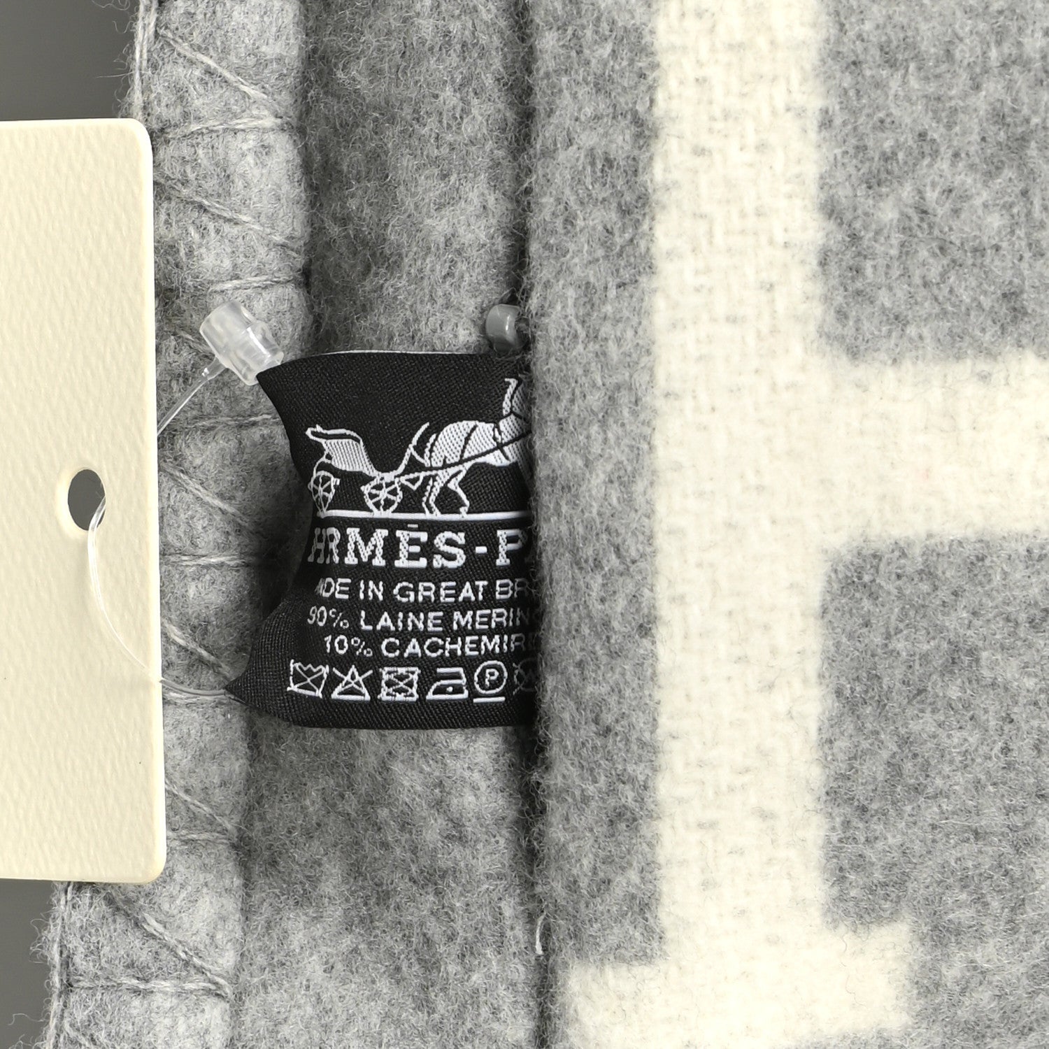 Hermes Wool Cashmere Avalon III Pillow PM Ecru Gris Clair 3 of 3