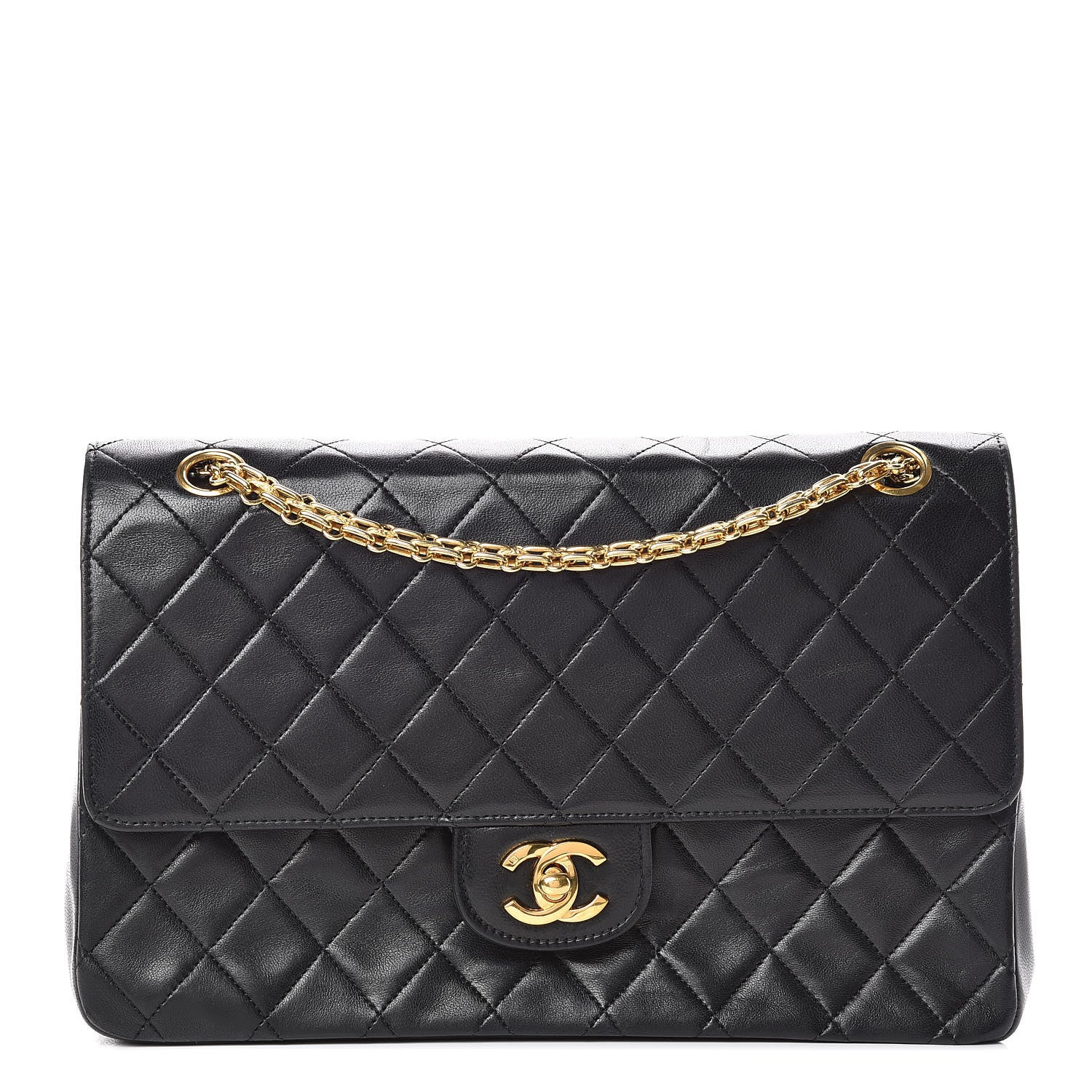 Chanel Lambskin Quilted Medium Double Flap Bijoux Chain Black 1 of 14