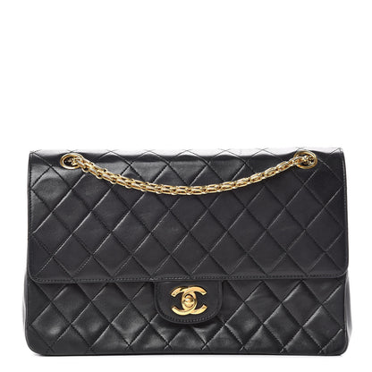 Chanel Lambskin Quilted Medium Double Flap Bijoux Chain Black 1 of 14