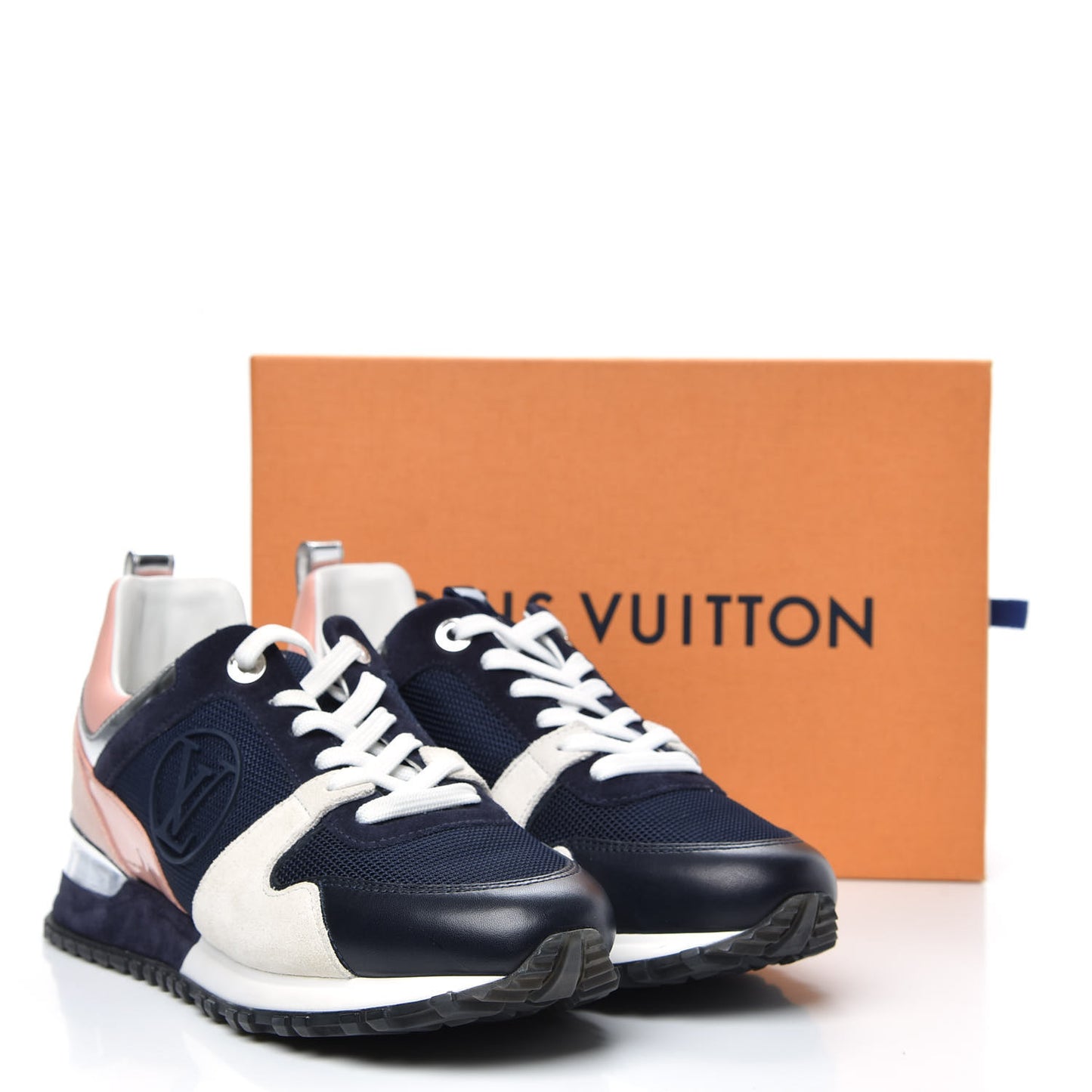 Suede Calfskin Run Away Sneakers 37.5 Blue Pink White
